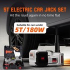 11023 Lbs Hydraulic Electric Car Jack 5 Ton Lift Built-in Inflatable Pump  Led