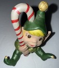 Vintage Christmas Candy Cane Pixie Elf Figurine