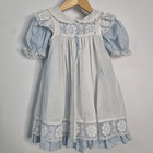 Vtg Bryan Dress Girl   s Floral Calico Prairie Pinafore Set 2 Pc Apron Lace Sz 4