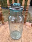 Lafayette Script  Quart Fruit Jar With Original 1885 Glass Lid   Iron Enclosure