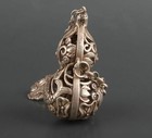 Rare Tibet Silver Copper Chinese Old Carved Statue Gourd Snuff Bottle Netsuke