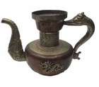Vintage Copper And Brass Dragon Tibetan Teapot  no Lid  Cosplay Fantasy Decor