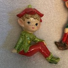 Vintage Pixie Gnomes Elves Flower Hat Figurines 3 Pc Lot  Shiny Finish  App  4    