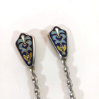 Russian Ussr Appetizer Seafood Cocktail Enamel Fork Twist Handle 875 Silver Lot