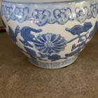 Vintage  Chinese Blue   White Jardiniere Planter Porcelain Flower Chinoiserie