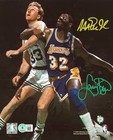 Magic Johnson   Larry Bird Signed 8x10 Vertical Spotlight Photo Bas Witnessed