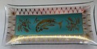 Vintage Mid-century Modern Serving Plates Lox   Cheese Trays Gold Turquoise Euc