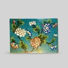 Antique Chinese Cloisonn   Footed Hinged Trinket Box 1900 Blue Pink Green Floral