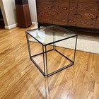 Vintage 1970s Mid Century Max Sauze Isoscele End Side Table Iron Black Glass