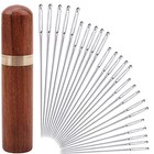 25pieces Hand Sewing Big Eye Needles Sharp Needle   with Solid Wood Needle Case 