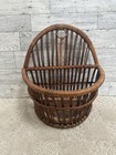 Vintage 1970 s Home Decor Hanging Woven Wicker Wall Basket Pocket 10  Mcm