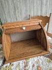 Vintage Wooden Oak Roll Top Bread Box  