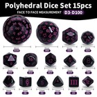 6 Sets Complete Polyhedral Dice Set D3-d100  15 Pcs  For Trpg Tabletop Games  bl