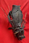 Ifugao Headhunter Skull With Carved Bulul Protective Spirit   Quills