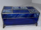 Cobalt Blue Stained Beveled Glass Casket Trinket Lidded Box Leaded 