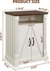 24  Farmhouse Storage Cabinet With Barn Doors  Antique White Freestanding Sidebo