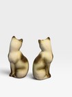 Vintage Mcm Ceramic Salt   Pepper Shaker Set Siamese Cats Painted Green Eyes