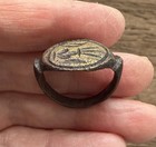 Roman   1st-2nd Century A d  Bronze Seal Ring With A Bird In Flight Bezel Design