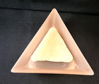 Vintage Frosted Pink Satin Glass Vanity Powder Jar Triangular Shape W lid