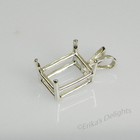  5x3 - 30x22  Solid 925 Sterling Silver Emerald Pre-notched Pendant Setting 