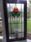 Pretty Rose Leaded Stained-glass Window 20 3 4  X 38  W protective Glass