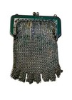 Antique Silver Mesh Mini 2x3 5  Coin Purse Early 1900 Made In Usa Free Shipping