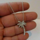 1 00 Ct Round Diamond Palm Tree Pendant Necklace 14k White Gold Over Free Chain