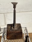 Antique Cobbler Stand Wood Base 13    Cast Leg Stand Pat 1890   2 Shoe Forms Cast