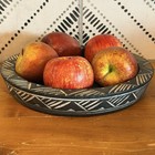 Vtg Carved Wood Bowl Black White Geometric Fruit Decorative Display Tray 10   