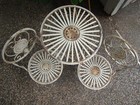 Vintage Rustic Ornate Metal Childs Folding Chairs Bistro Tea Table Set 30s 40s