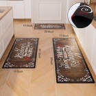 Brown Kitchen Mats For Floor 3 Pieces Set  Non Slip Cushioned Runners Waterpr   
