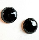 2 Large Antique Black Glass Buttons Victorian Mourning Faceted Jet Vintage