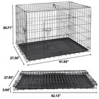 42  Dog Crate Dog Cage Kennel Folding Metal Pet Cage W tray Pan 2 Doors Black