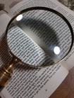 Vintage Brass Magnifying Glass With Curved Horn Handle