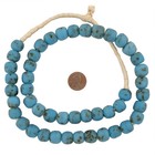 Vintage-style Turquoise Recycled Glass Beads 13mm Ghana African Sea Glass Blue