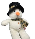 Vtg Snowflake Russ Berrie Plush 15    Snowman Toy Plaid Scarf Top Hat 