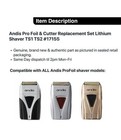 Andis Pro Shaver Replacement Foil And Cutter  17155 For  17150 And 17200 Shaver
