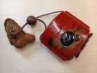Japanese Vintage Wooden Lacquered Inro Dried Chestnut Eagle Netsuke Pill Box