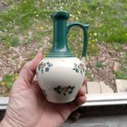 1890s Rare Lourdes Catholic Holy Water Ceramic Bottle With Pour Spout   Handle