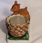 Vintage R o c  Ceramic Deer Figurine Christmas Decor Hand Painted 2  Tall