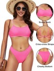 Women s 2 Piece Bikini Set Swimsuit Solid Scoop Neck Push Up Padded Brazilian L