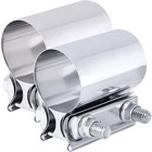 2 Pcs 3 Inch Butt Joint Band Exhaust Clamp T304 Stainless Steel Sleeve Coupler