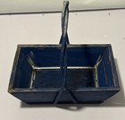 Antique French Wooden Gathering Basket French Blue  Wood  Handle Distressed Wood