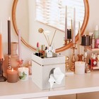 Linen Square Tissue Box Cover - Decorative Cube Tissue Box Holder With Tray     