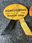 Two Vintage 1950s Manchester College Indiana Football Homecoming Pinback Buttons