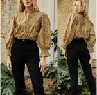 Doen Womens Hattie Ruffle Pintucks Floral Cotton Blouse Shirt Tunic Top Size S