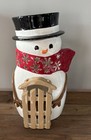 2014 Bath   Body Works 16    Ceramic Snowman Luminary Candle Holder With Box