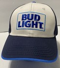 Bud Light Beer Hat Snapback White Blue Navy Spell-out Embroidered Cap Cotton