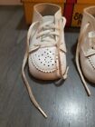 Vintage Stride Rite Prewalker Baby Shoes Laceup Sz 1 White Leather 1109 Box 