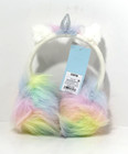 Cat  jack Girls Rainbow Unicorn Fuzzy Winter Plush Fluffy Ear Muffs One Size